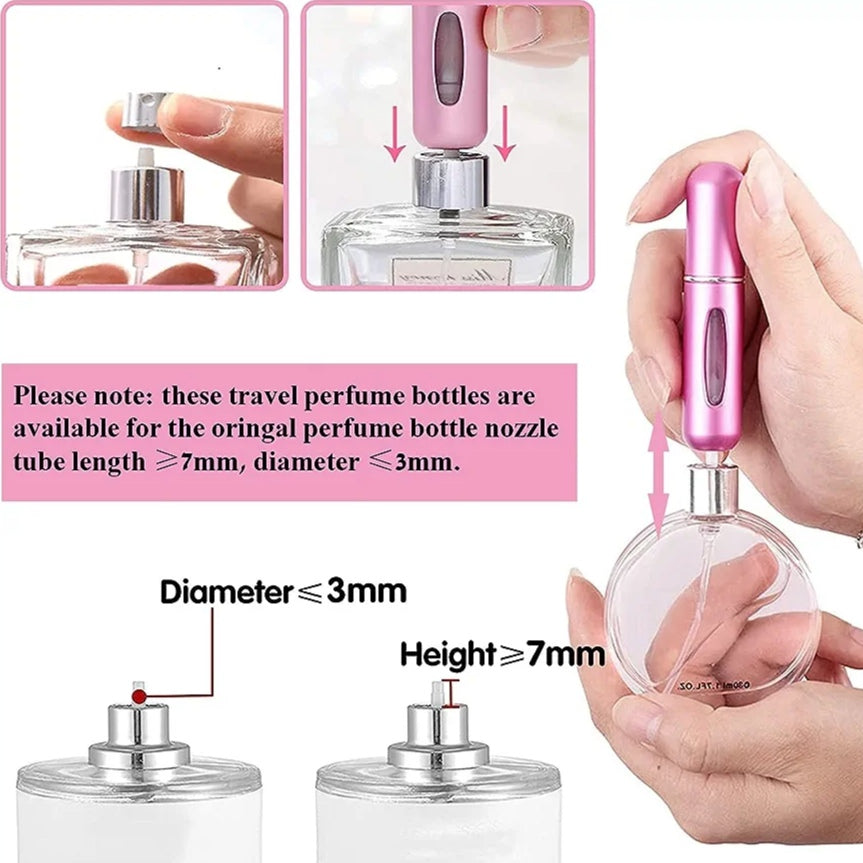 Mini Refillable Perfume Bottle Spray (Random Colors) (PACK OF 2 BOTTLES