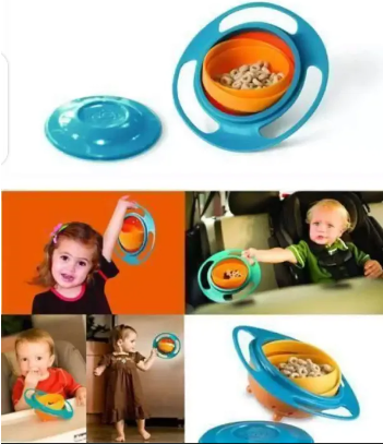 Magic Gyro Bowl 360 Degree Rotation Spill Resistant Gyro Bowl with Lid For Toddler Baby👌💕